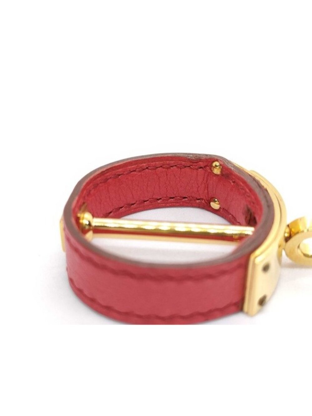 Hermes Scarf Ring Kelly Gold Red Leather - Picture 8 of 10